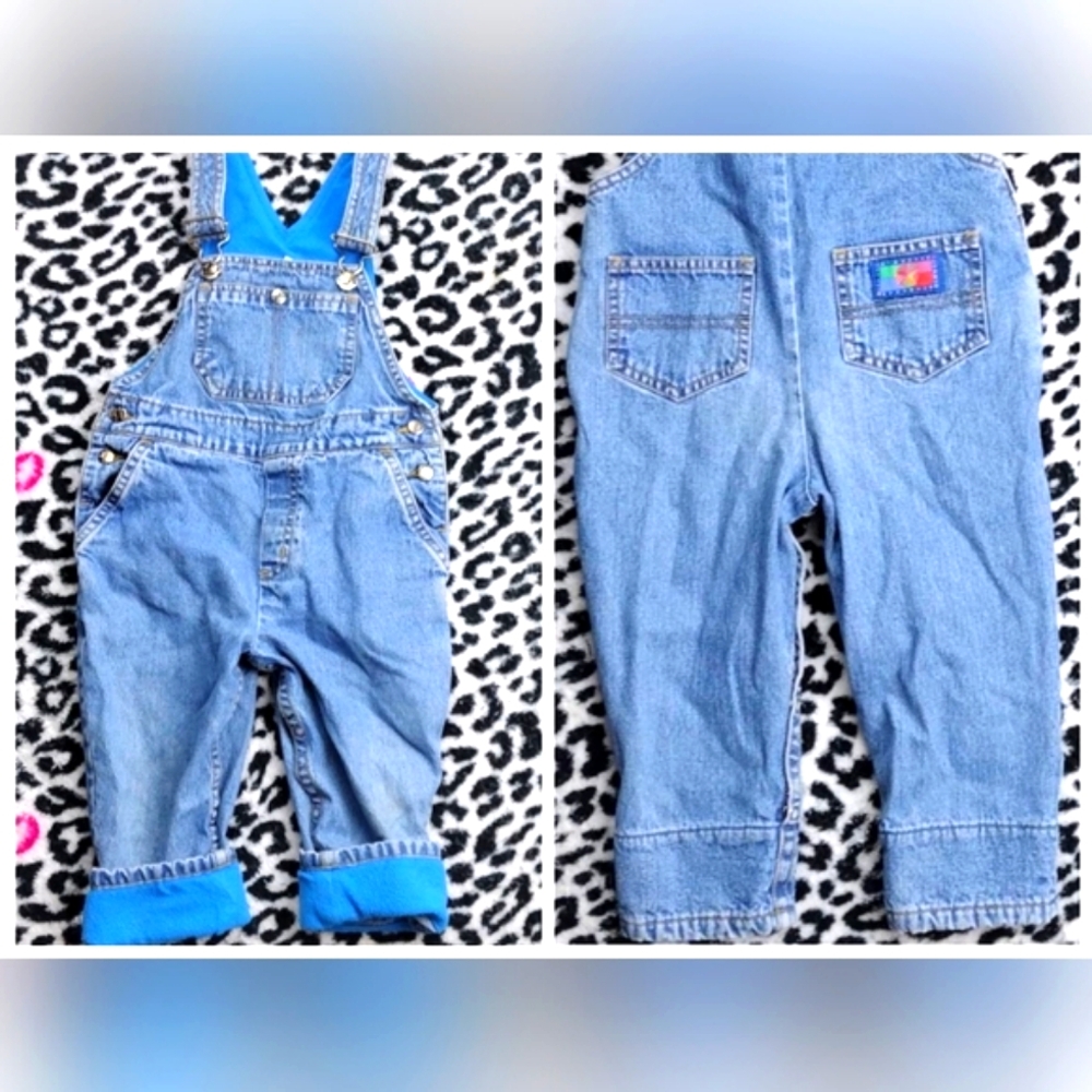 Gymboree Cotton Fleece Lined Vintage Denim Overalls